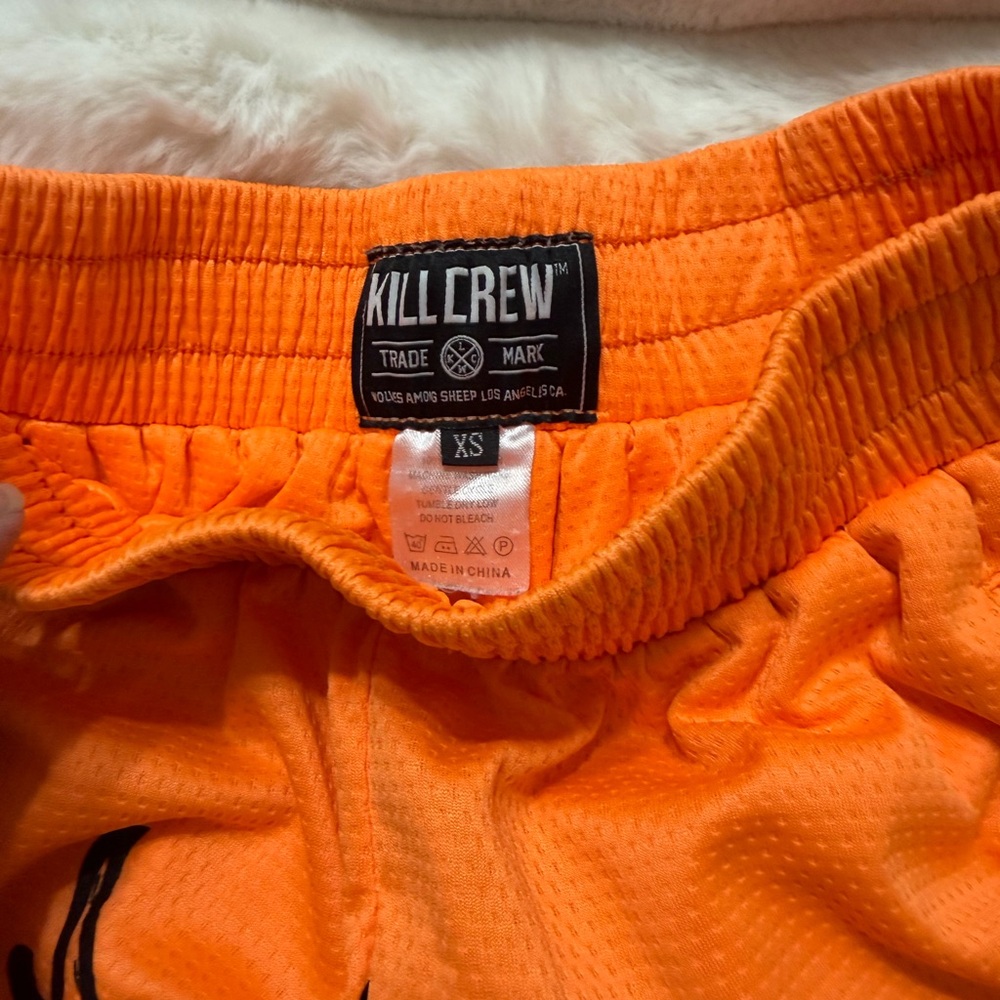 Kill Crew Orange Shorts with Black Flames XS - Picture 4 of 7